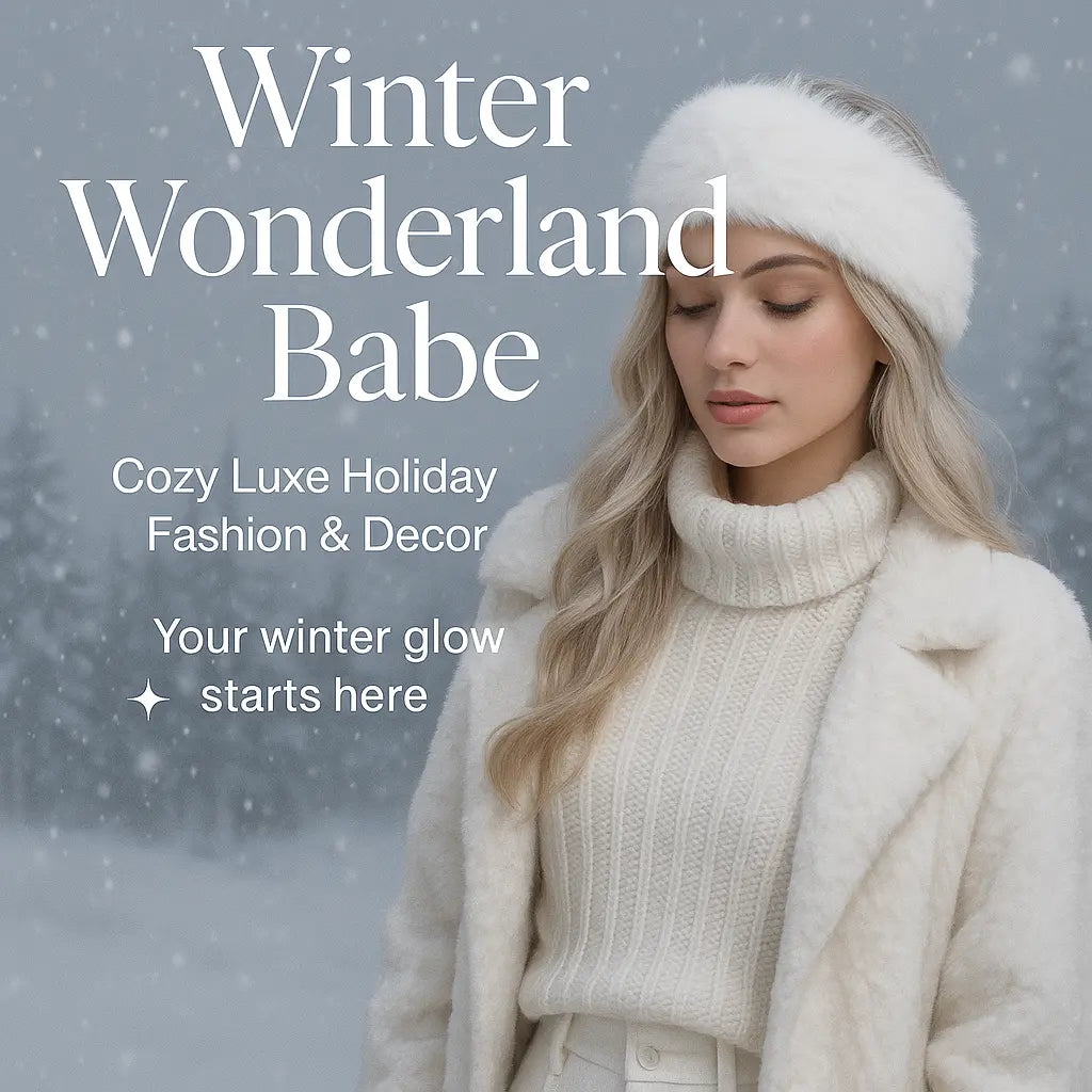 Luxury winter fashion featuring faux fur coats, knit sweaters, and neutral streetwear layers from Majesty Me’s Winter Babe Collection.