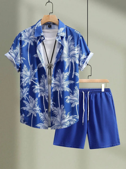 2024 Men Sets Print Patchwork Lapel Short Sleeve Casual Shirt Beach Shorts Summer Streetwear Vacation Hawaiian Suits Men S-5XL Majesty Me