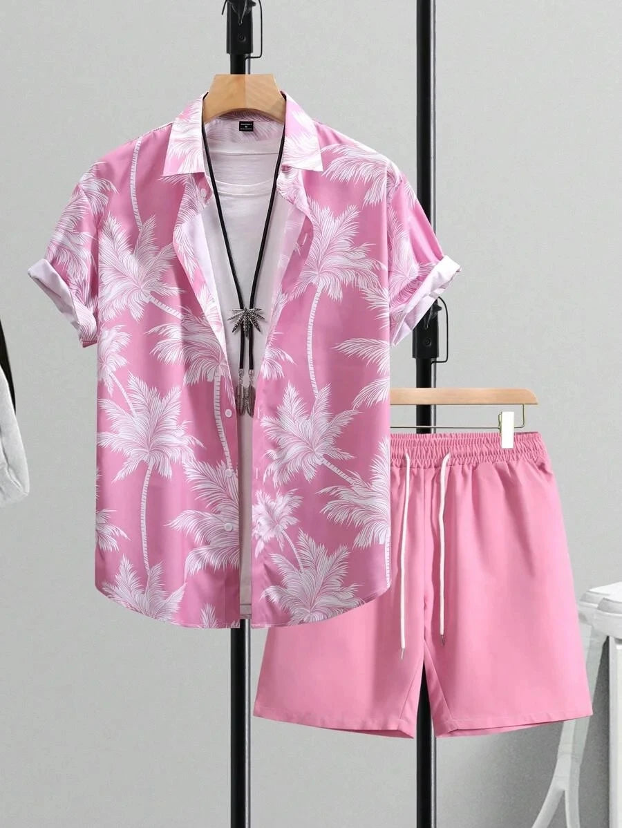 2024 Men Sets Print Patchwork Lapel Short Sleeve Casual Shirt Beach Shorts Summer Streetwear Vacation Hawaiian Suits Men S-5XL Majesty Me
