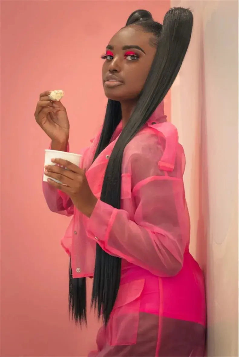 Pink Organza Mesh Two-Piece Set – Women’s Sheer Jacket & Mini Skirt | Sexy Clubwear Matching Outfit Majesty Me Streetwear™