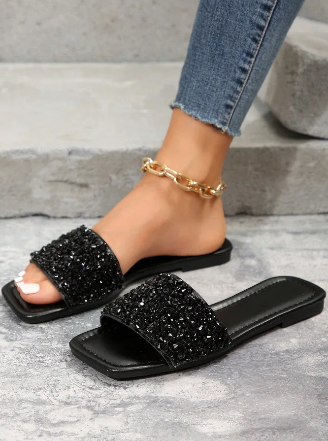 Customized Fine Leather square Designer Shoes Sandals Women's and Women's Flat slippers Luxury Women's Fashion Majesty Me