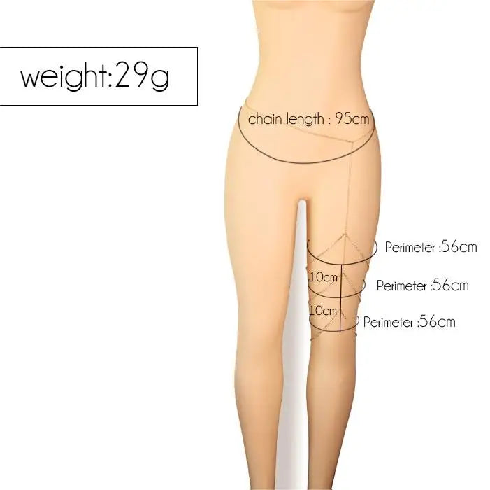 Beach 3 Layers Body Jewelry Summer Beach Sexy Multilayer Crystal Rhinestone Thigh Leg Body Chain Majesty Me