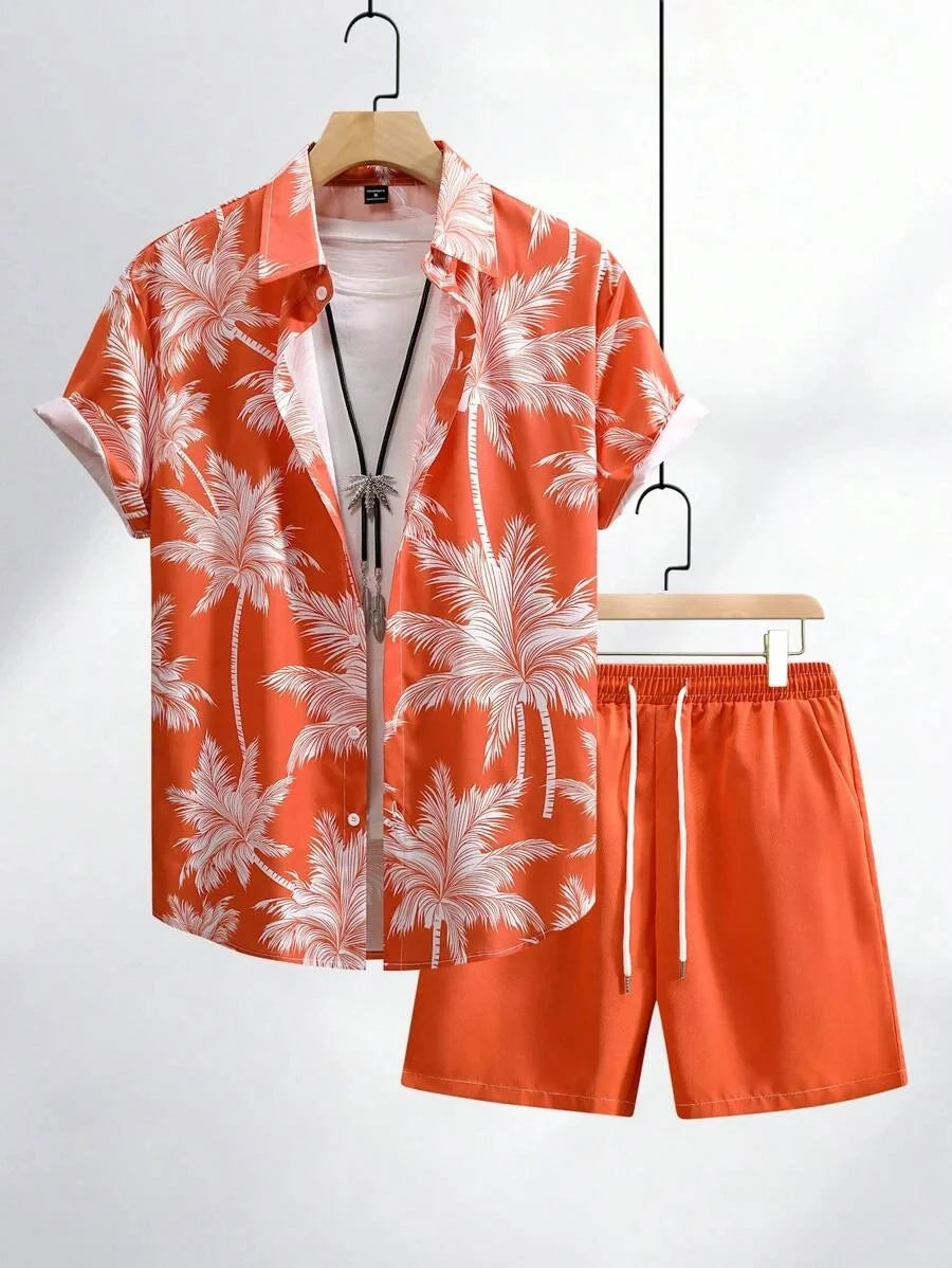 2024 Men Sets Print Patchwork Lapel Short Sleeve Casual Shirt Beach Shorts Summer Streetwear Vacation Hawaiian Suits Men S-5XL Majesty Me