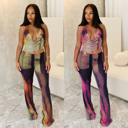 European and American Fashion Fashion Design Pure Desire Women Sexy Mesh Print Jumpsuit Majesty Me