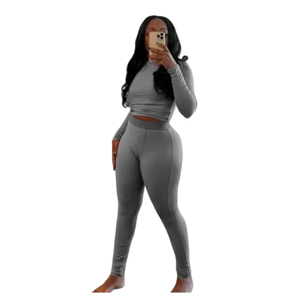 Majesty Me “Royal Comfort” Ribbed Lounge Set – Long Sleeve Crop Top & Matching Pants Majesty Me Streetwear™