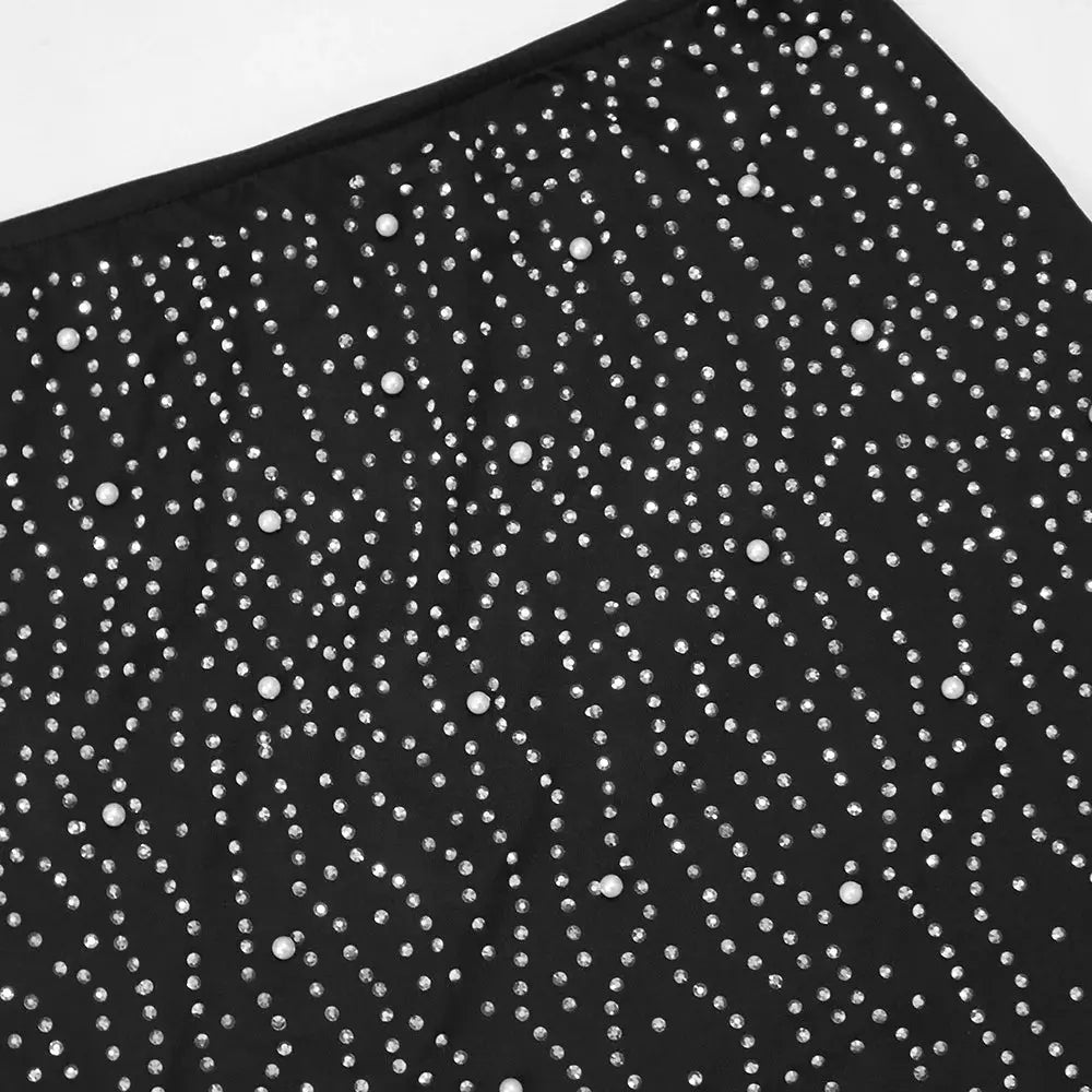 Diamond Dreams Rhinestone Two-Piece Set – Women’s Strap Crop Top & Mini Skirt | Sexy Party & Clubwear Outfit Majesty Me Streetwear™