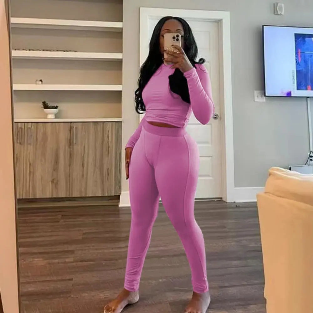 Majesty Me “Royal Comfort” Ribbed Lounge Set – Long Sleeve Crop Top & Matching Pants Majesty Me Streetwear™