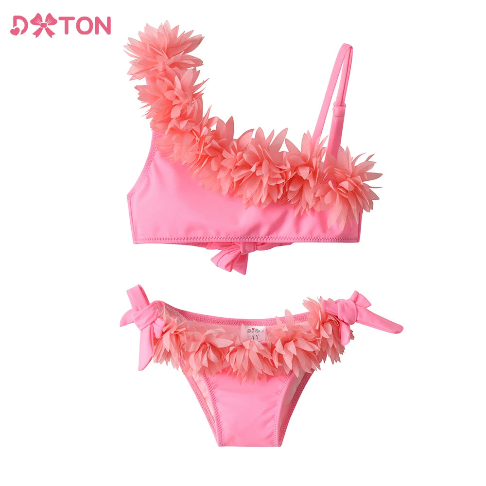 DXTON Girls Bikinis Sets Kids Ruffle Tops Shorts Swimwear Summer Beach Costumes Swimsuit Bathing Suit Toddlers Clothes Set Majesty Me