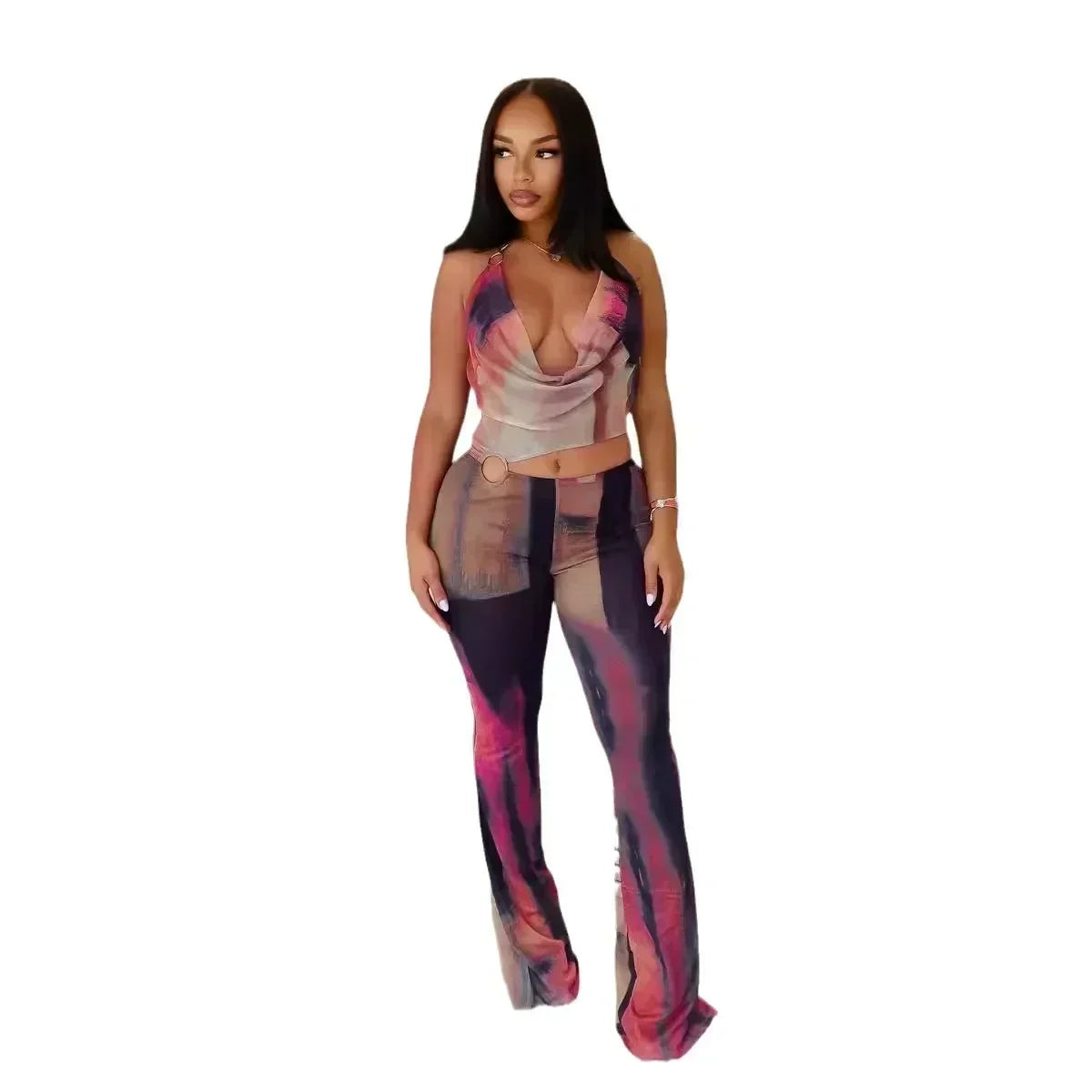 European and American Fashion Fashion Design Pure Desire Women Sexy Mesh Print Jumpsuit Majesty Me