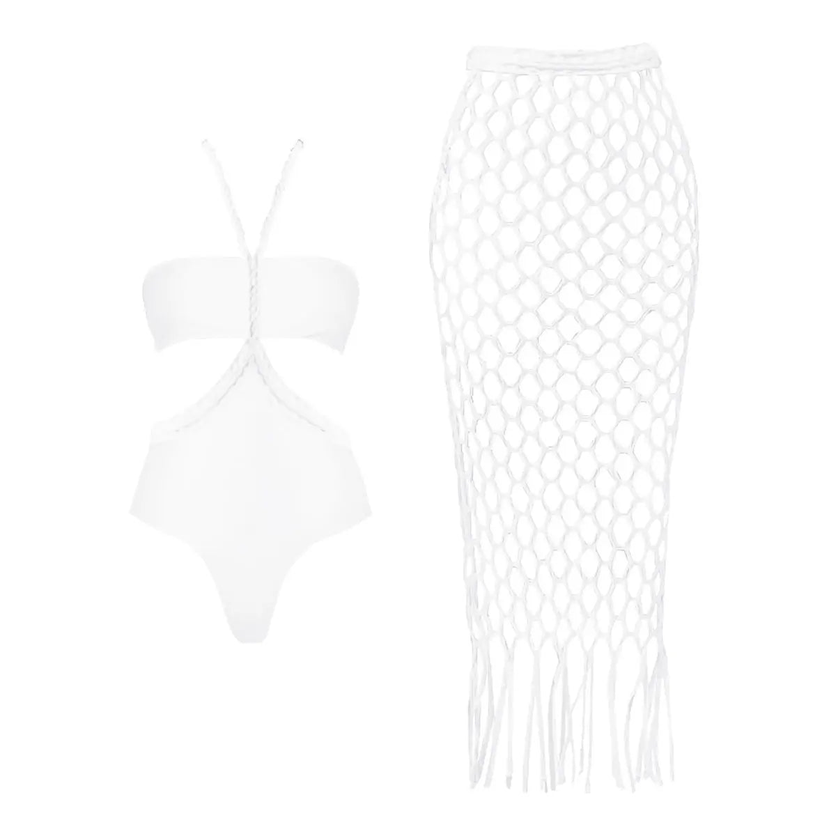 New 3Pcs Crochet Bikini Women Swimsuit Sexy Swimwear Halter Biquini Push Up Swim Suit Strappy Bodysuit Female Bathsuit Beachwear Majesty Me