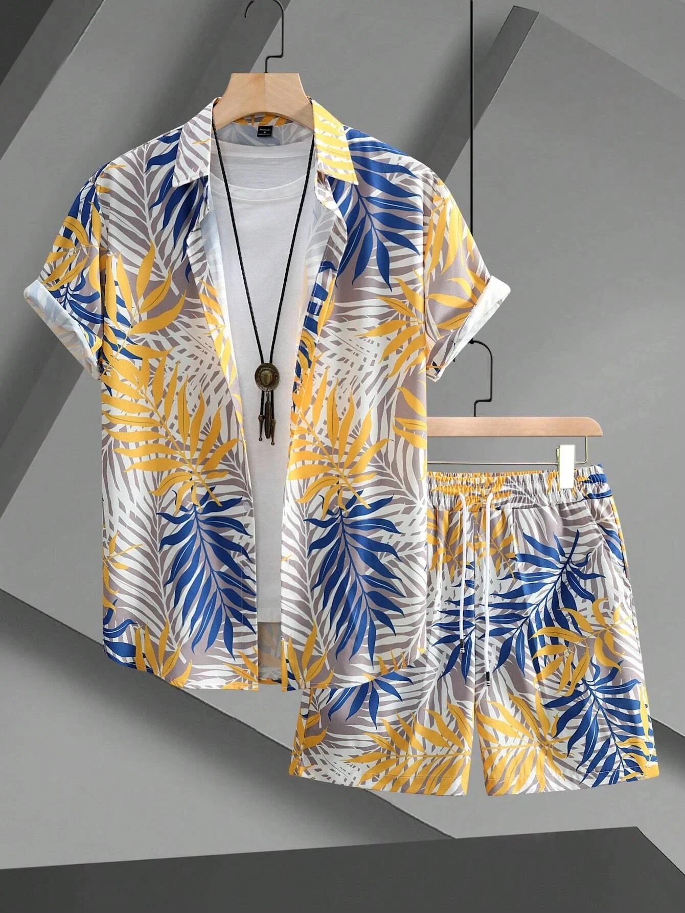 2024 Men Sets Print Patchwork Lapel Short Sleeve Casual Shirt Beach Shorts Summer Streetwear Vacation Hawaiian Suits Men S-5XL Majesty Me