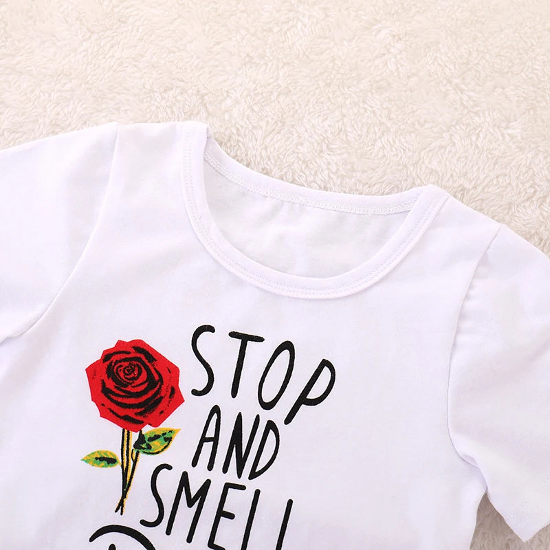 Humor Bear Girls Suit Summer Children's Clothes Suit Embroidery Letter Print Short sleeve+skirt Set Toddler Christmas Outfits Majesty Me