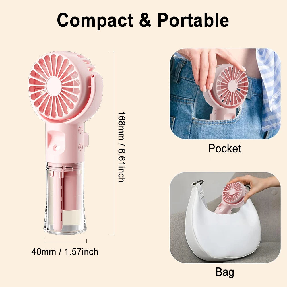 Portable Water Mist Fan Mini Handheld Fan USB Charging 4 Speeds Hanging Neck Spray Fans Portable Personal Hand Held Small Fan Majesty Me