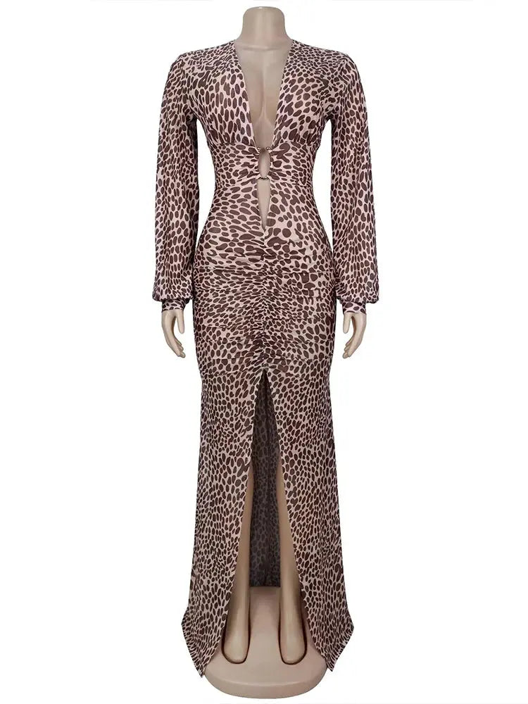 Wild Luxe Leopard Split Maxi Dress Majesty Me