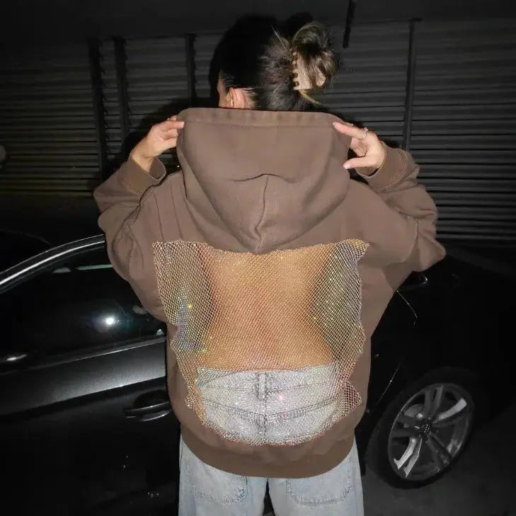 Untamed Energy’ Sheer Backless Hoodie Majesty Me Streetwear™