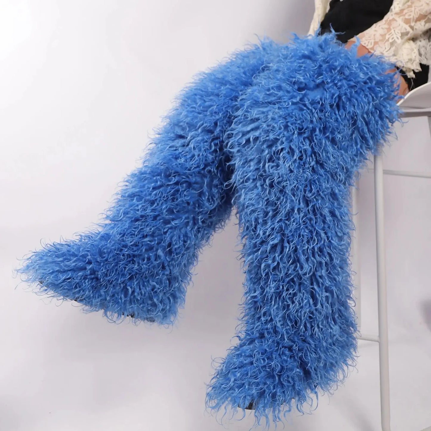 Royal Frost” Thigh-High Fur Boots – Luxe Mongolian Fox Snow Boots for the Modern It-Girl Majesty Me Streetwear™