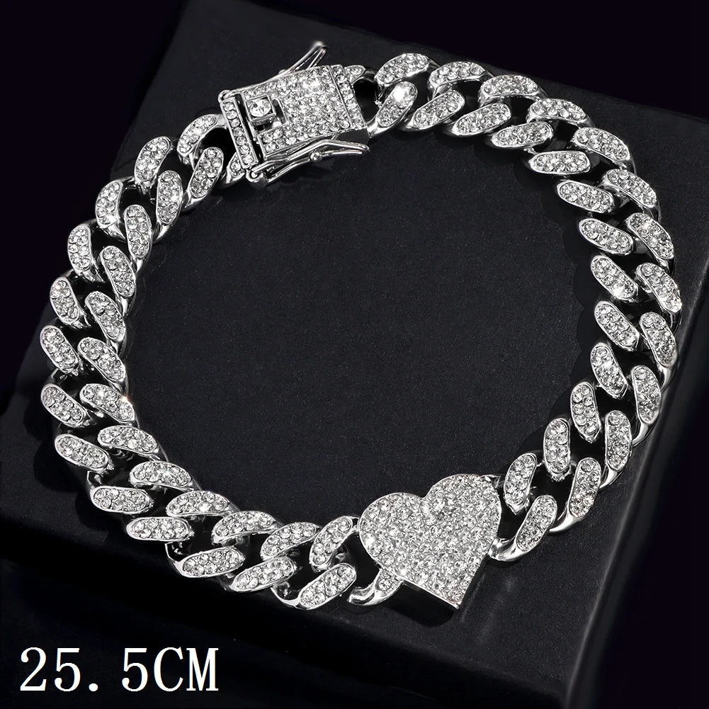 Flatfoosie Hip Hop Iced Out Chunky Cuban Chain Anklets For Women Luxury Rhinestone Link Ankle Bracelet Beach Barefoot Jewelry Majesty Me