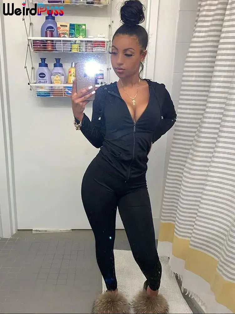 Women’s Hooded Two-Piece Set – Crop Hoodie & Stretch Leggings Majesty Me Streetwear™