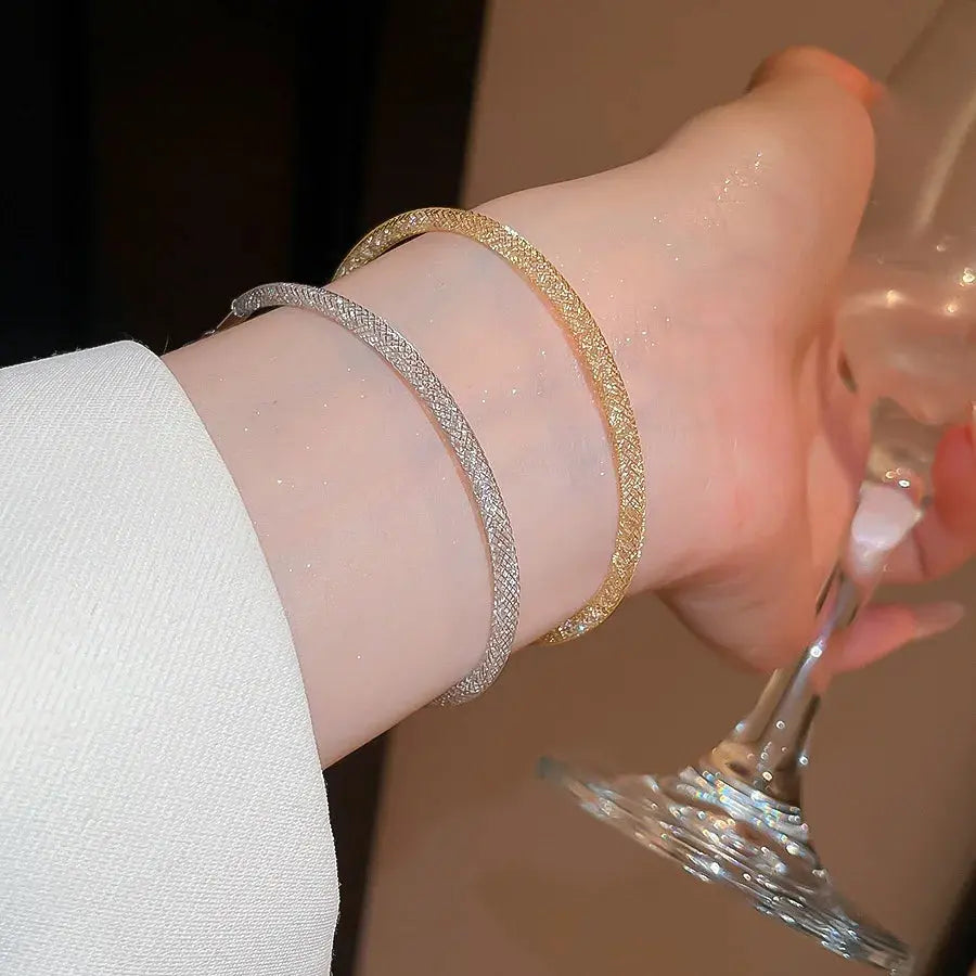Royal Mesh Gold Bracelet – Sparkling Zircon Crystal Bangle for Men & Women Majesty Me Streetwear™