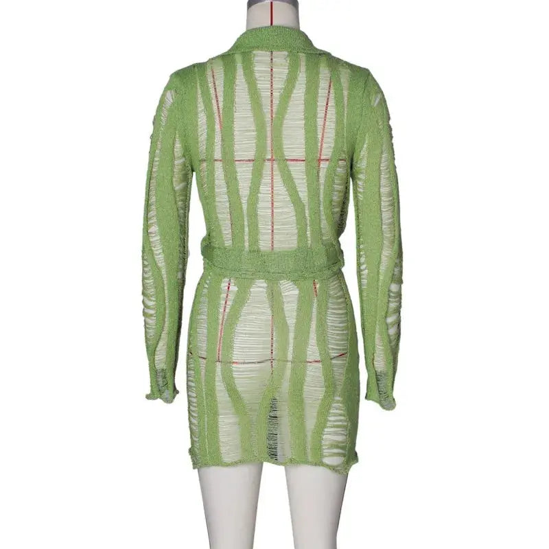 Golden Hour Knit” Two-Piece Set – Long Sleeve Cut-Out Top + Mini Skirt Outfit Majesty Me Streetwear™