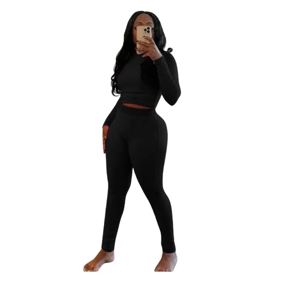 Majesty Me “Royal Comfort” Ribbed Lounge Set – Long Sleeve Crop Top & Matching Pants Majesty Me Streetwear™