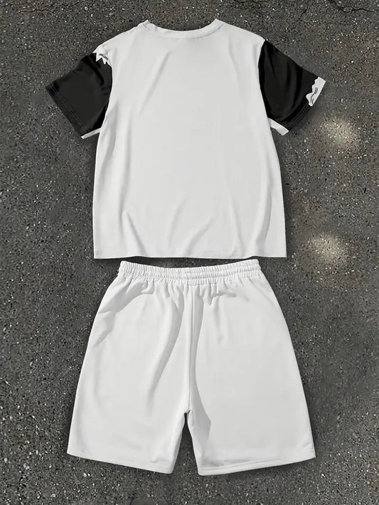The 2025 summer new men's set features street casual hip-hop fashion comfort and softness with 3D frame pattern prints Majesty Me