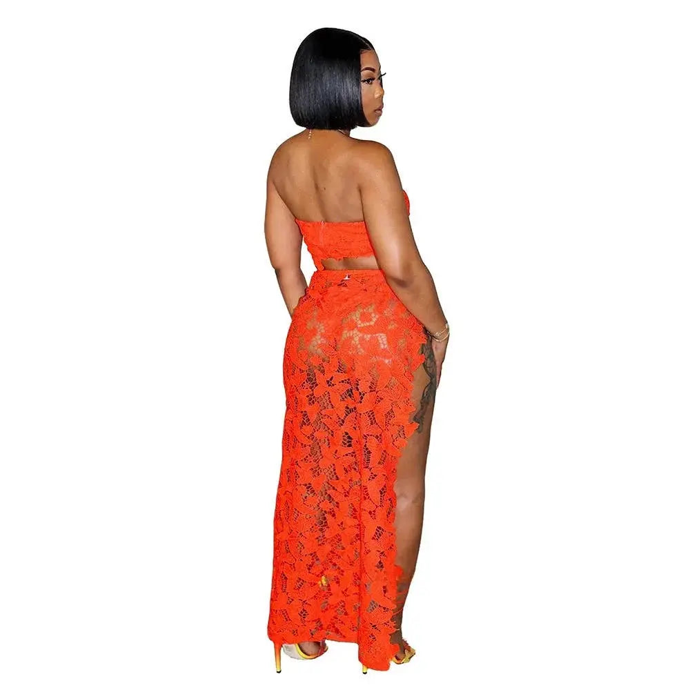 Summer Lace Three-Piece Set – Women’s Bikini Top, Sheer Skirt & Cover-Up | Elegant Neutral Beach Outfit Majesty Me Streetwear™