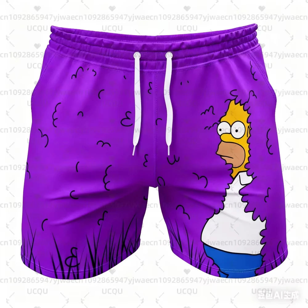 Men's Women's Holiday Summer Vacation Hawaiian Shorts The Simpsons Print Shorts Snowflake & Holly Print Quick-Dry Beachwear Majesty Me