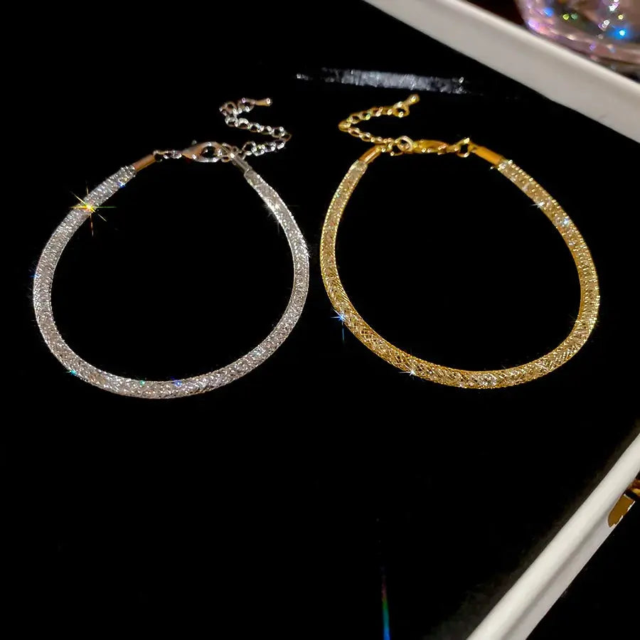 Royal Mesh Gold Bracelet – Sparkling Zircon Crystal Bangle for Men & Women Majesty Me Streetwear™