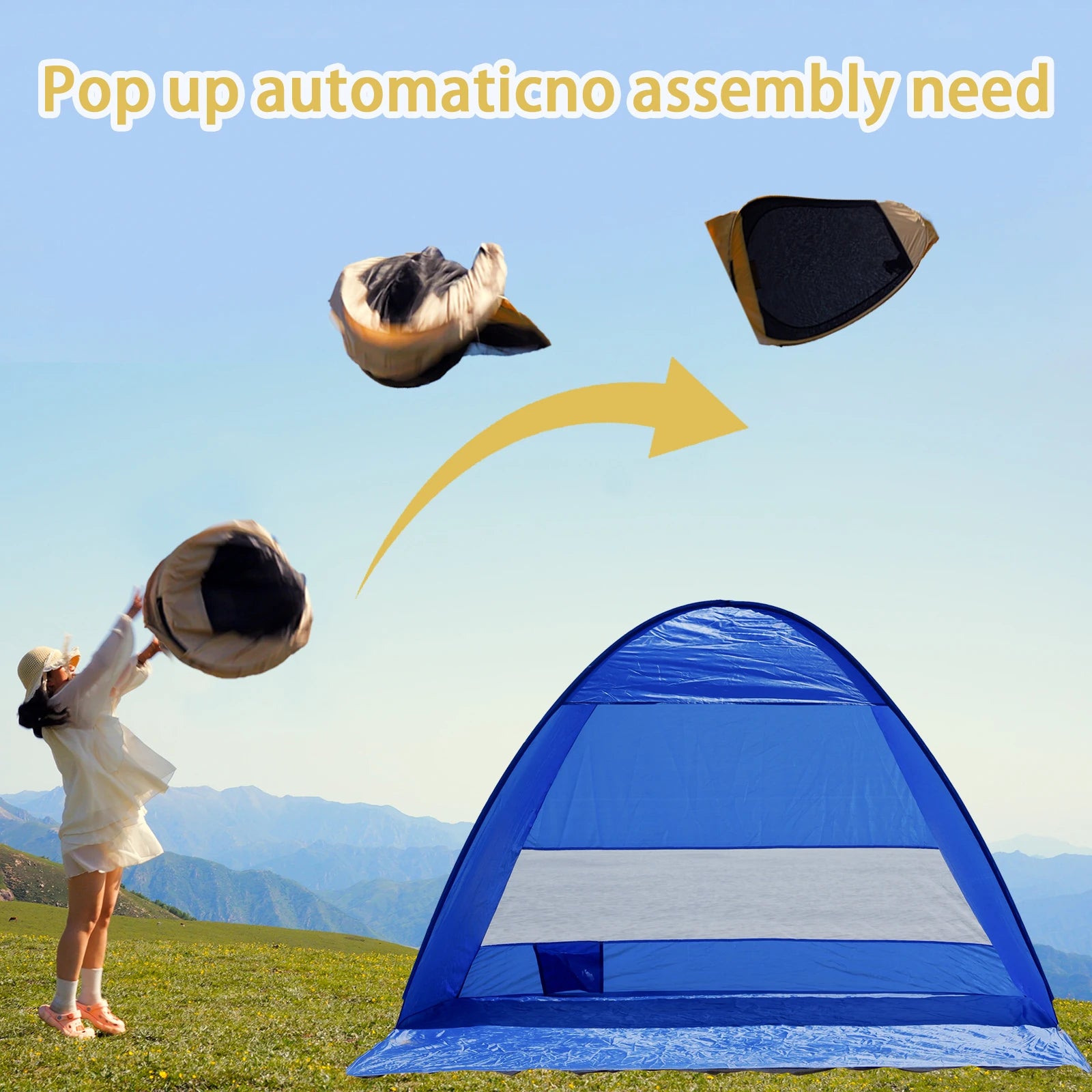 Pop-up beach tent,with handbag - compact folding design, suitable for outdoor camping,picnicking, and travel Majesty Me