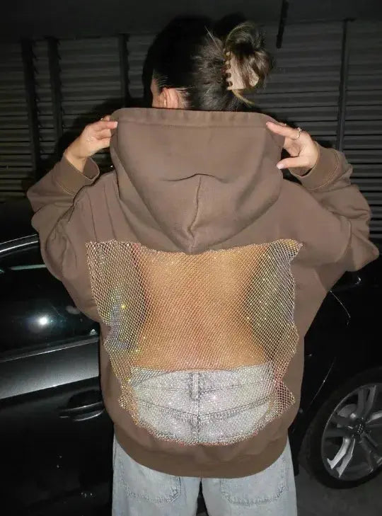Untamed Energy’ Sheer Backless Hoodie Majesty Me Streetwear™