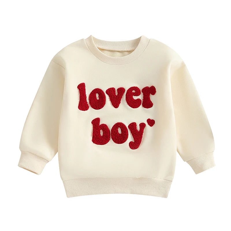 2024-10-16 Lioraitiin Toddler Baby Boys Valentine's Day Sweatshirts Long Sleeve Crew Neck Letter Embroidery Pullovers Spring Top Majesty Me