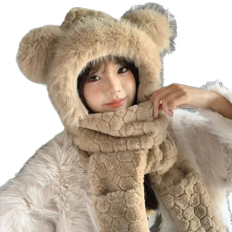 “Snow Bunny” 3-in-1 Plush Set – Hooded Scarf, Hat & Gloves Winter Warmer Majesty Me Streetwear™