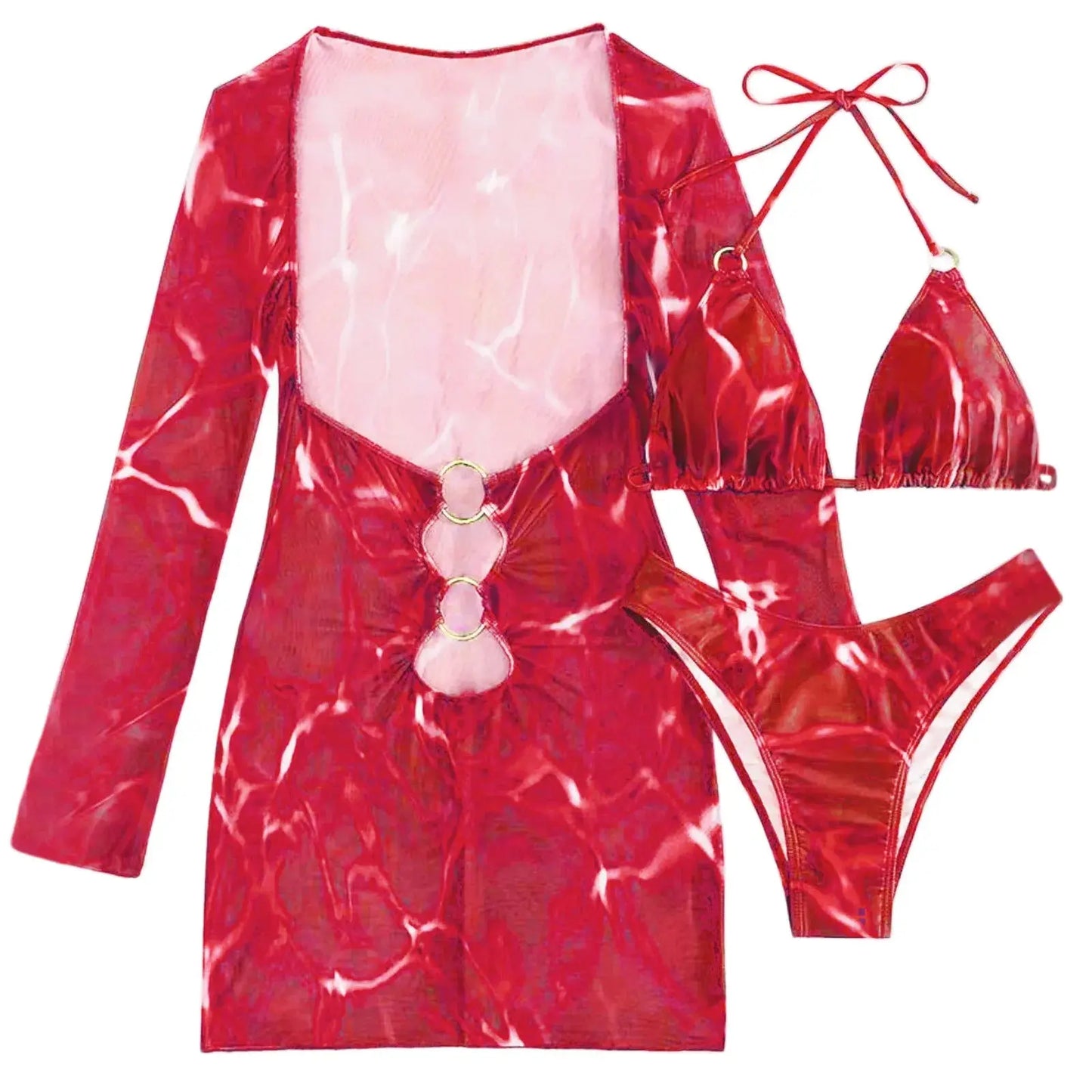 Women’s 3-Piece Swimsuit Set – Bikini Top, Bottom & Long Split Cover-Up Skirt (2025 Collection) - Majesty Me
