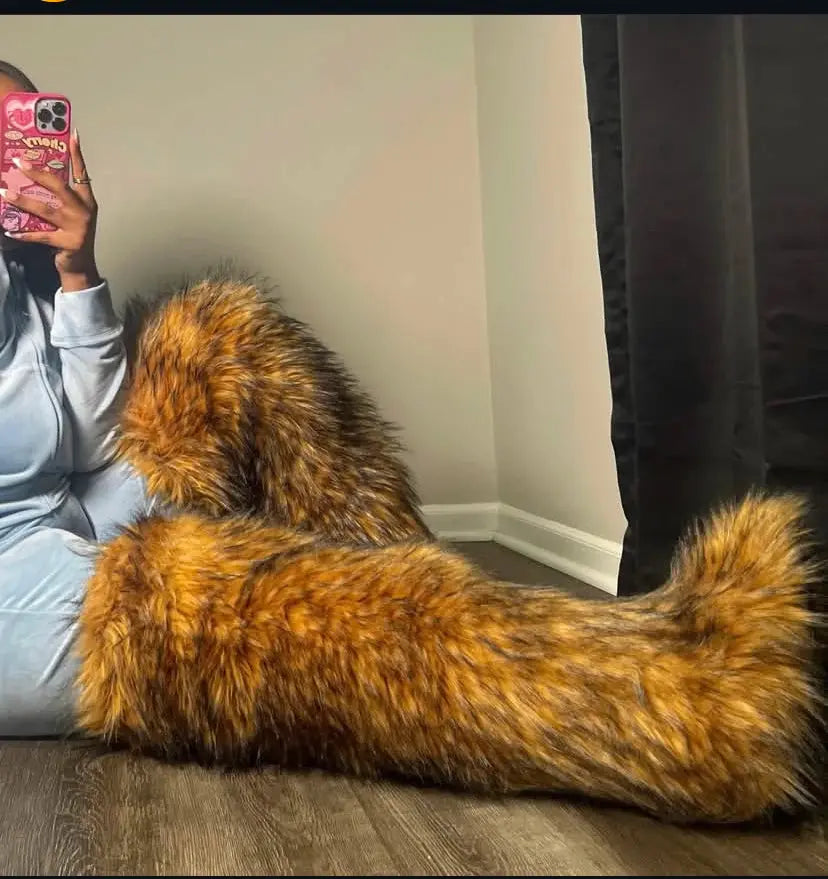 Royal Frost” Thigh-High Fur Boots – Luxe Mongolian Fox Snow Boots for the Modern It-Girl Majesty Me Streetwear™