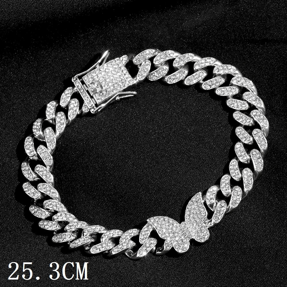 Flatfoosie Hip Hop Iced Out Chunky Cuban Chain Anklets For Women Luxury Rhinestone Link Ankle Bracelet Beach Barefoot Jewelry Majesty Me