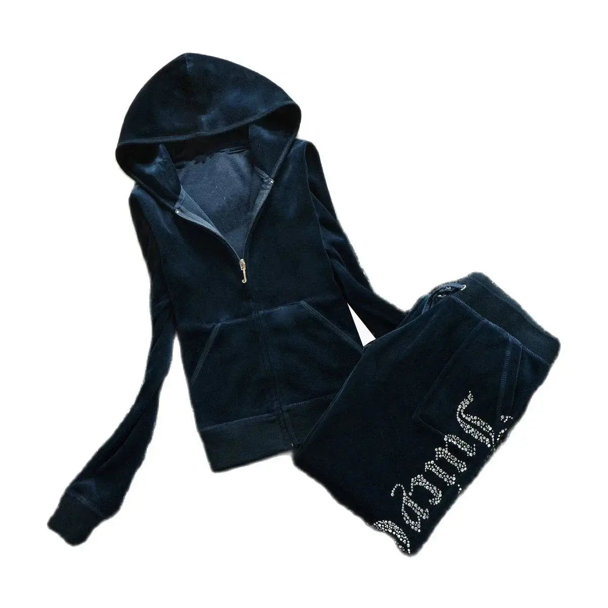 Jay Cee Velvet Crown Tracksuit – 2025 Spring Fall Women’s 2-Piece Set | Elegant Velour Sweatsuit with Royal Detailing Majesty Me