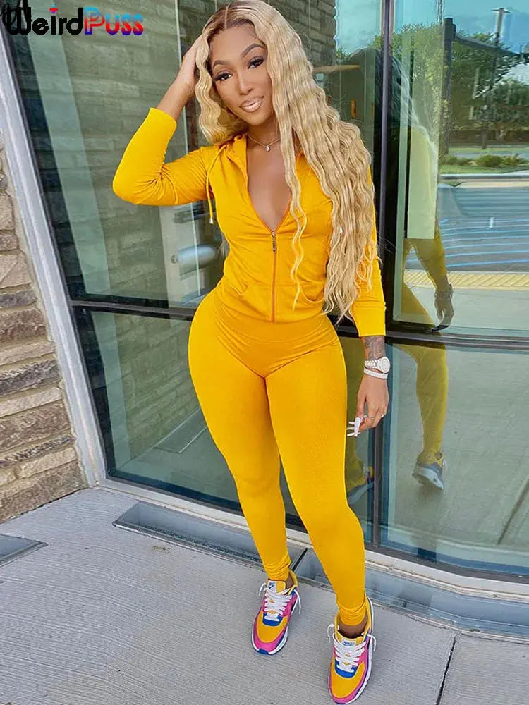 Women’s Hooded Two-Piece Set – Crop Hoodie & Stretch Leggings Majesty Me Streetwear™