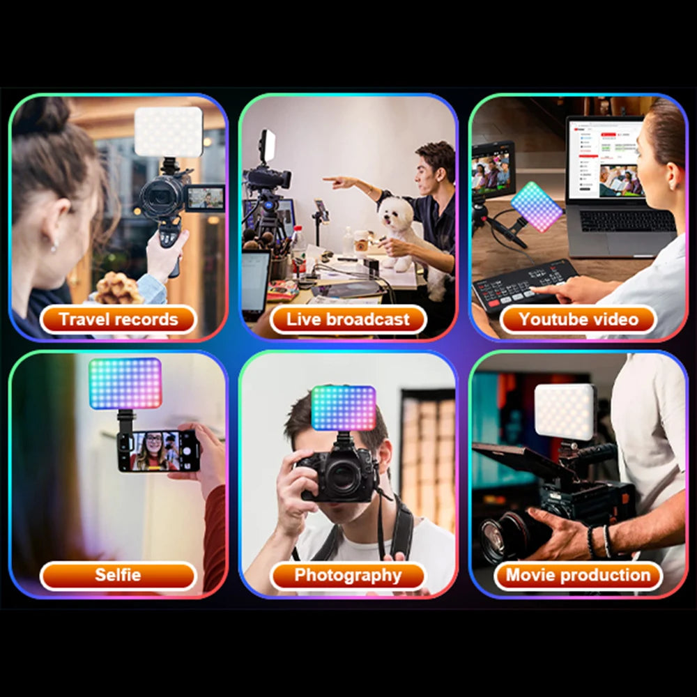 LED Video light, 2500K-6500K RGB selfie light, iPhone-CRI 97+, 2200mAh camera light, 3CCT/RGB 360° full color /20 lighting effec Majesty Me