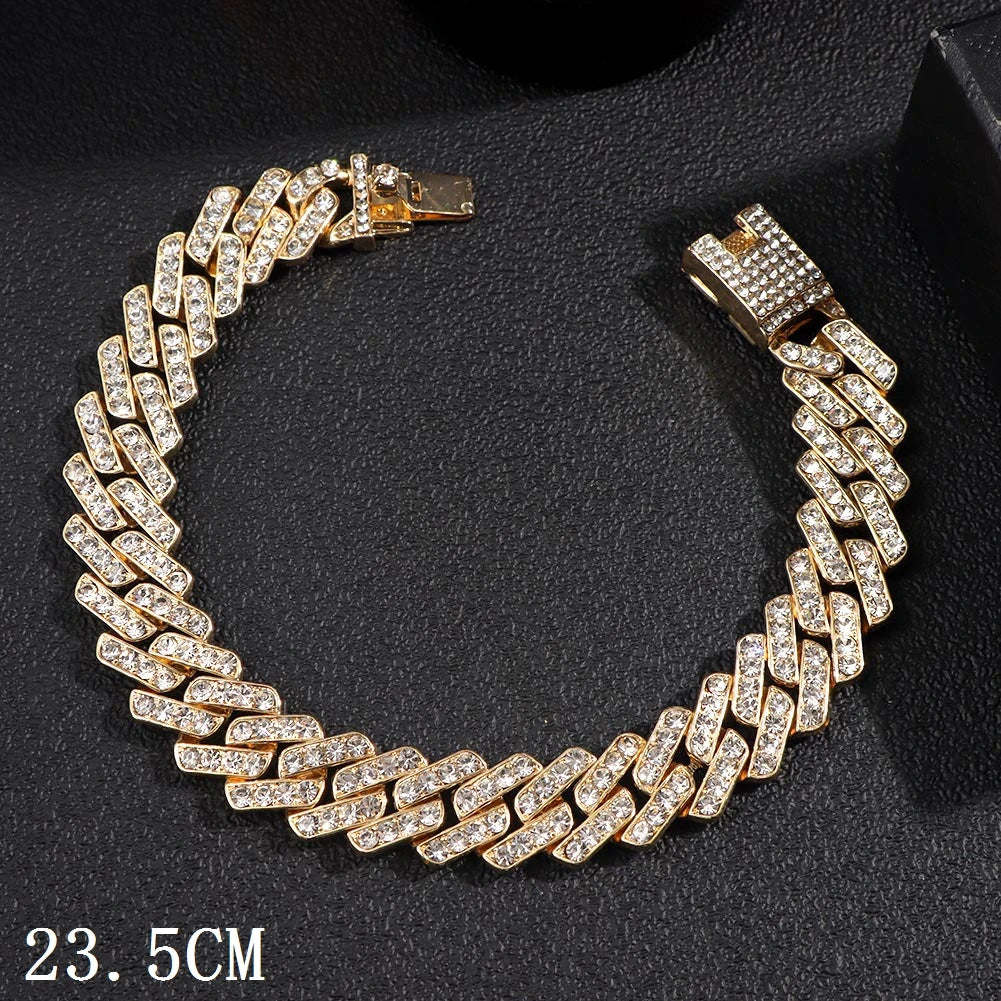 Flatfoosie Hip Hop Iced Out Chunky Cuban Chain Anklets For Women Luxury Rhinestone Link Ankle Bracelet Beach Barefoot Jewelry Majesty Me