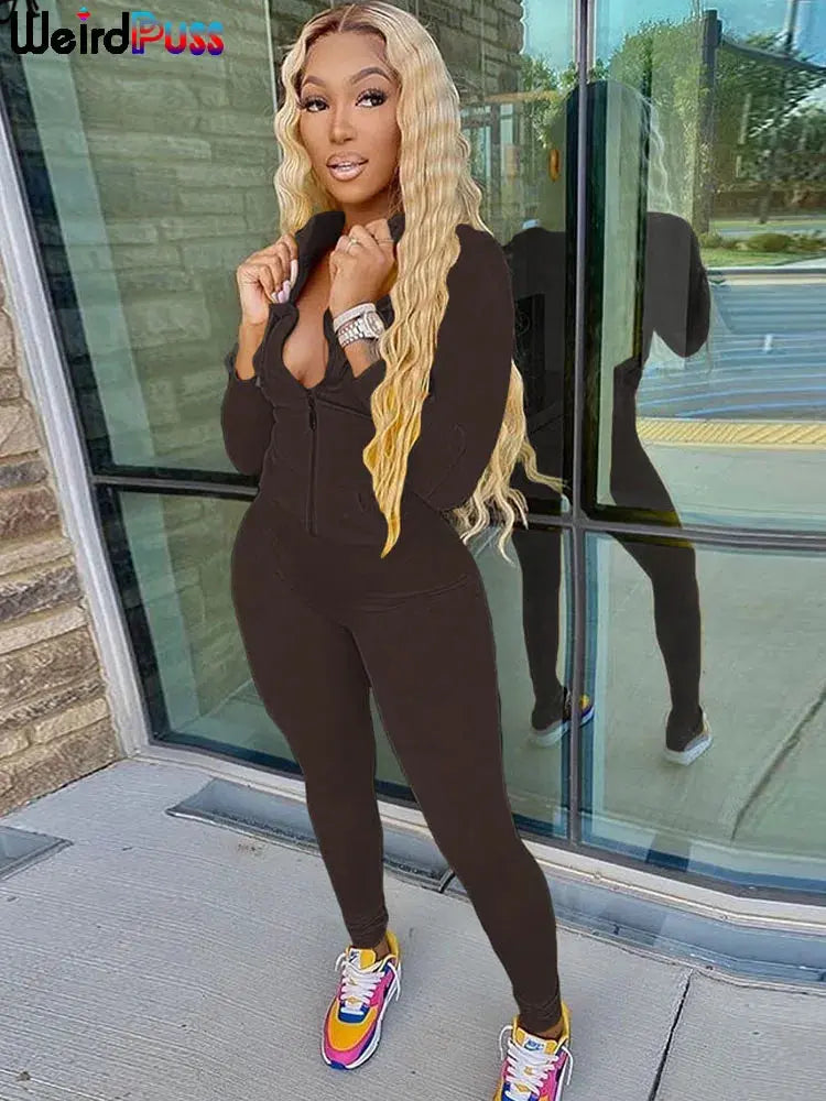 Women’s Hooded Two-Piece Set – Crop Hoodie & Stretch Leggings Majesty Me Streetwear™