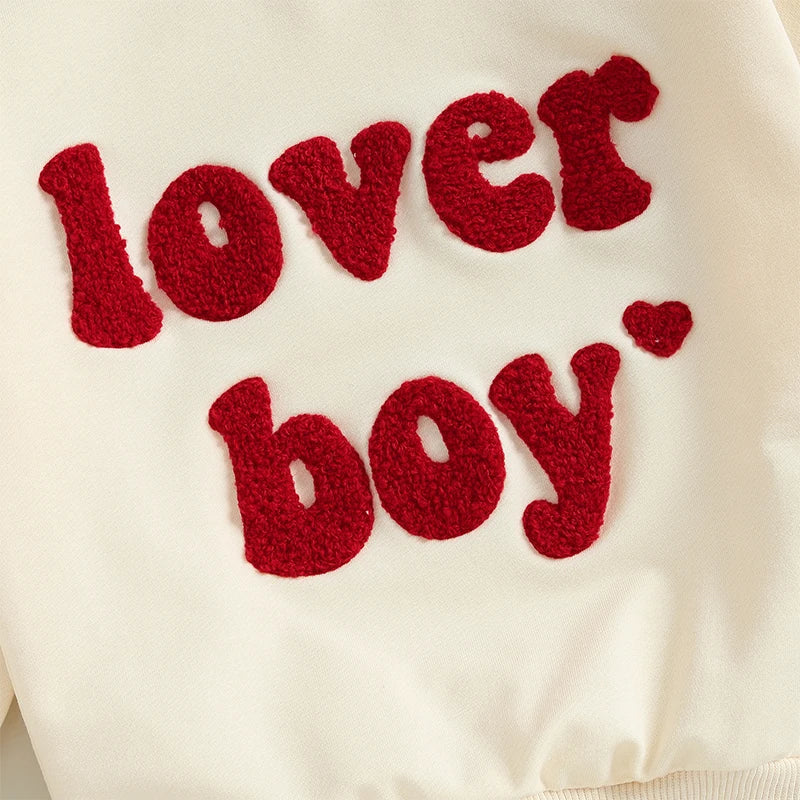 2024-10-16 Lioraitiin Toddler Baby Boys Valentine's Day Sweatshirts Long Sleeve Crew Neck Letter Embroidery Pullovers Spring Top Majesty Me