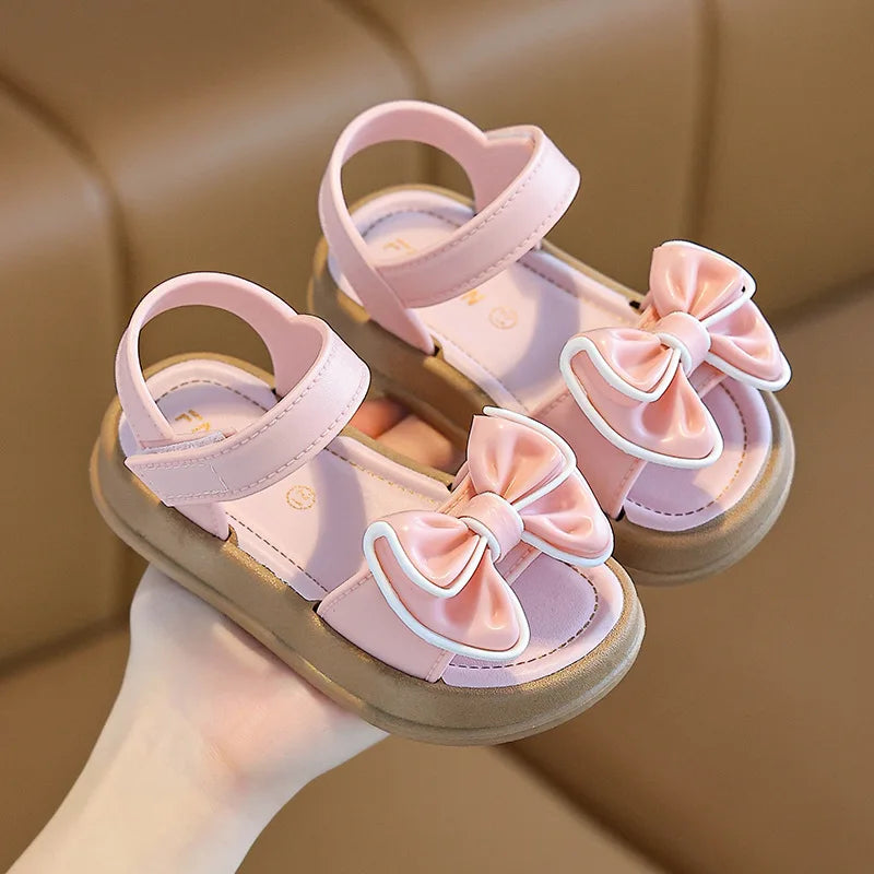 New Fashionable Girls Sandals Summer Bow Princess Sandals 3-14 Years Old Students Children Outside Wearing Versatile Sandals Majesty Me