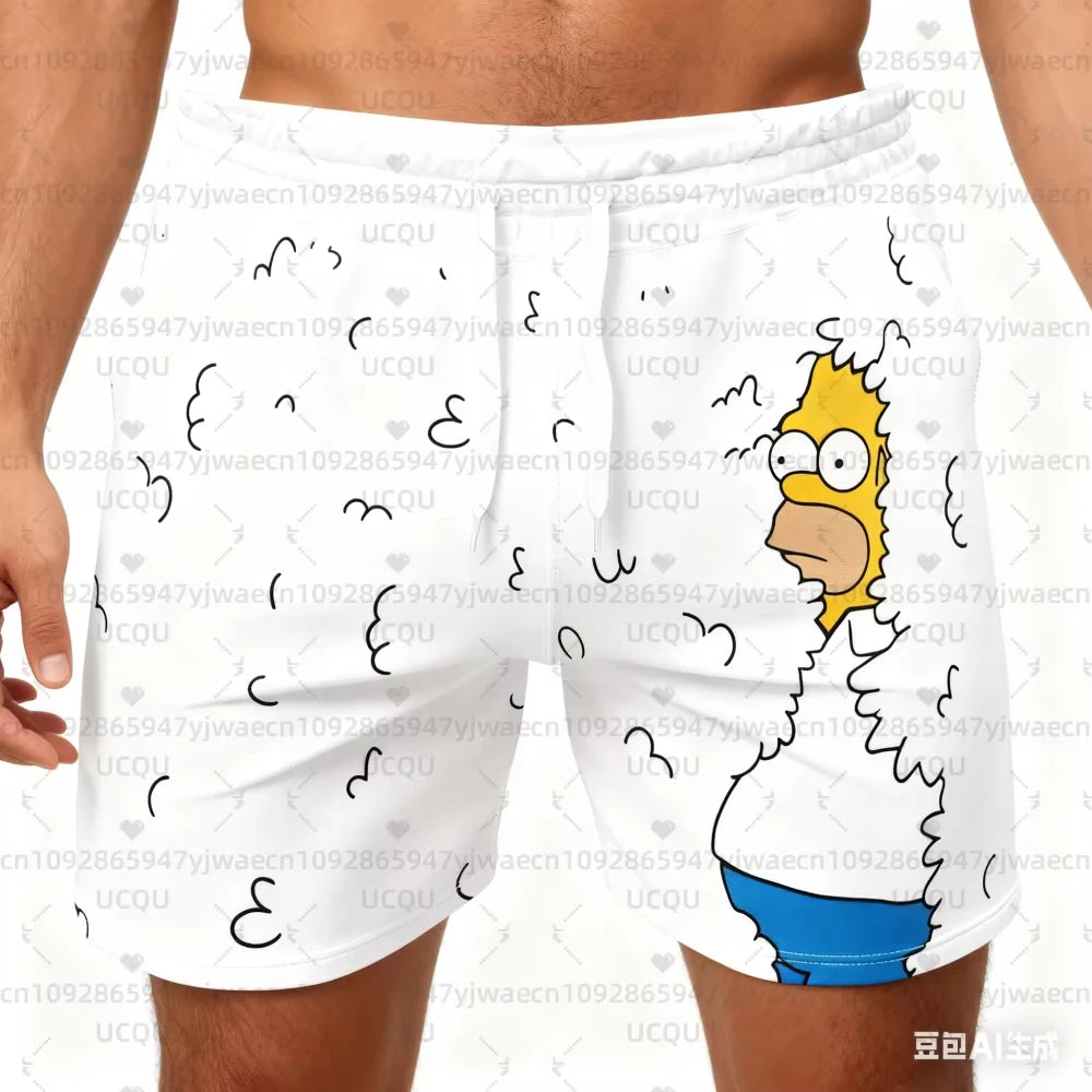 Men's Women's Holiday Summer Vacation Hawaiian Shorts The Simpsons Print Shorts Snowflake & Holly Print Quick-Dry Beachwear Majesty Me
