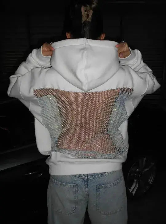 Untamed Energy’ Sheer Backless Hoodie Majesty Me Streetwear™