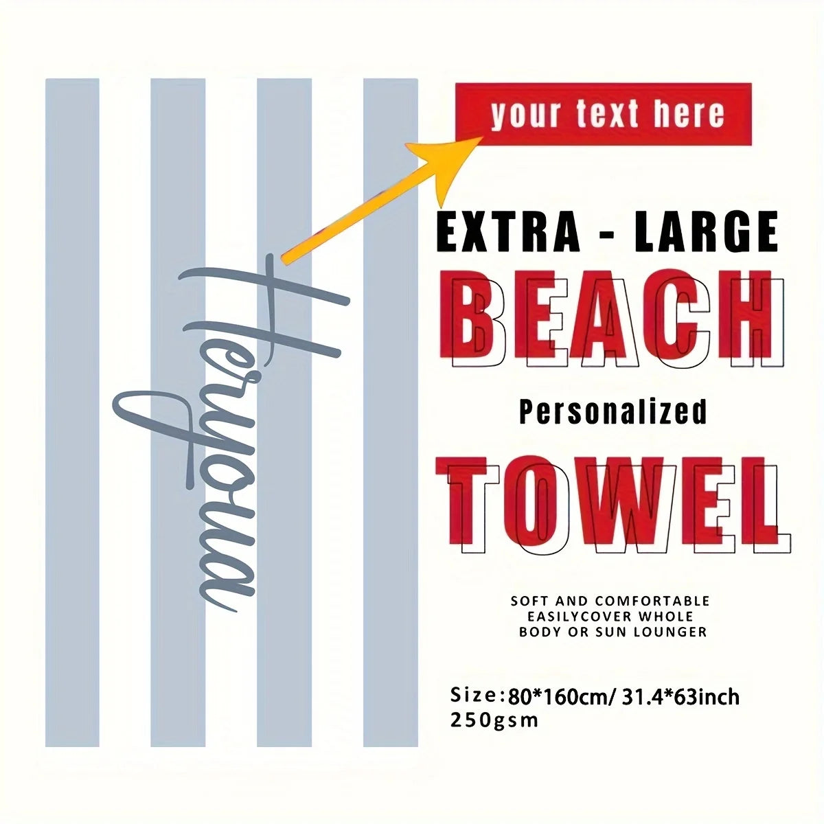 Customized Beach Towel Striped Pattern Personalized Absorbent Bath Towel Quick-drying Swimming Towel For Beach Swimming Outdoor Majesty Me