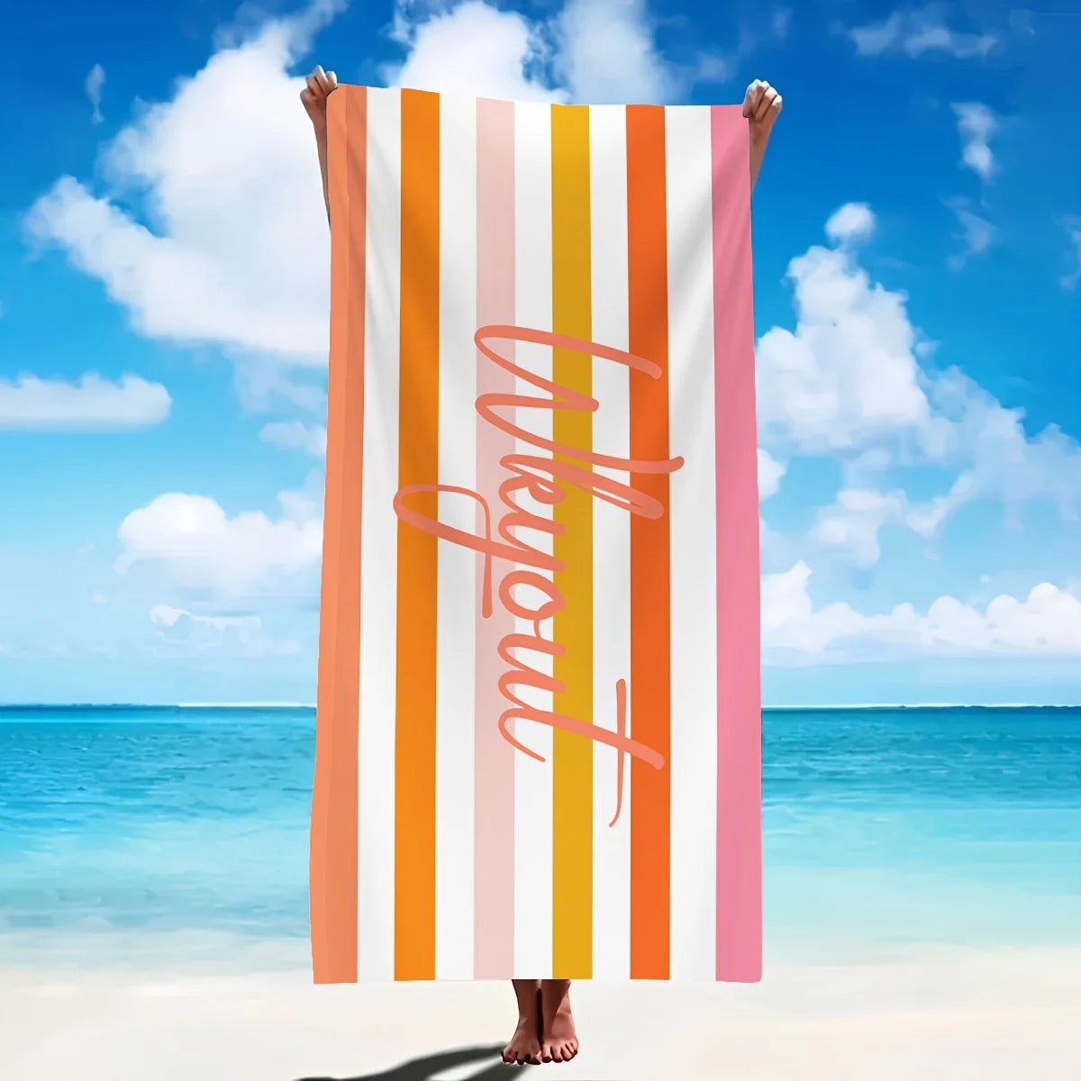 Customized Beach Towel Striped Pattern Personalized Absorbent Bath Towel Quick-drying Swimming Towel For Beach Swimming Outdoor Majesty Me