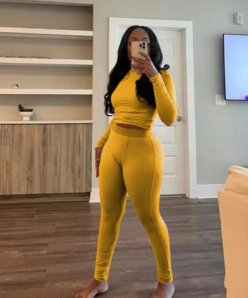 Majesty Me “Royal Comfort” Ribbed Lounge Set – Long Sleeve Crop Top & Matching Pants Majesty Me Streetwear™