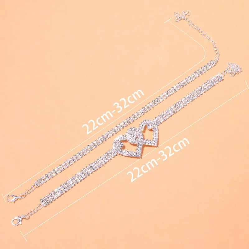 Beautiful Dazzling Cubic Zirconia Chain Anklet for Women Fashion Silver Color Ankle Bracelet Barefoot Sandals Foot Jewelry Majesty Me