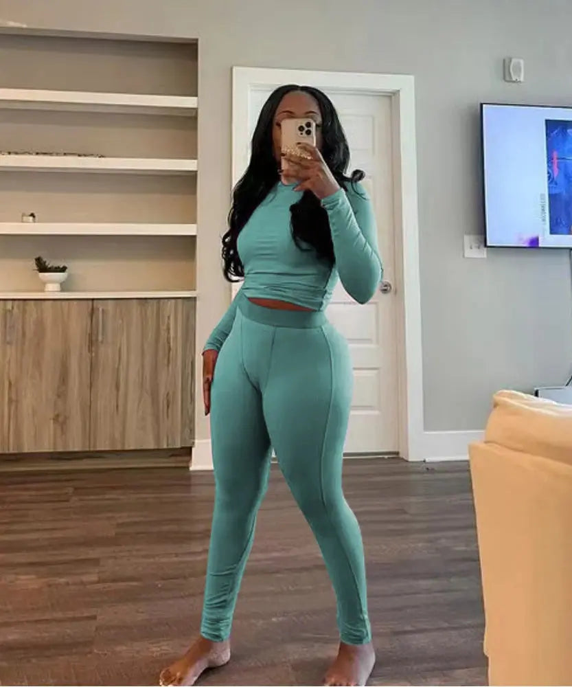 Majesty Me “Royal Comfort” Ribbed Lounge Set – Long Sleeve Crop Top & Matching Pants Majesty Me Streetwear™